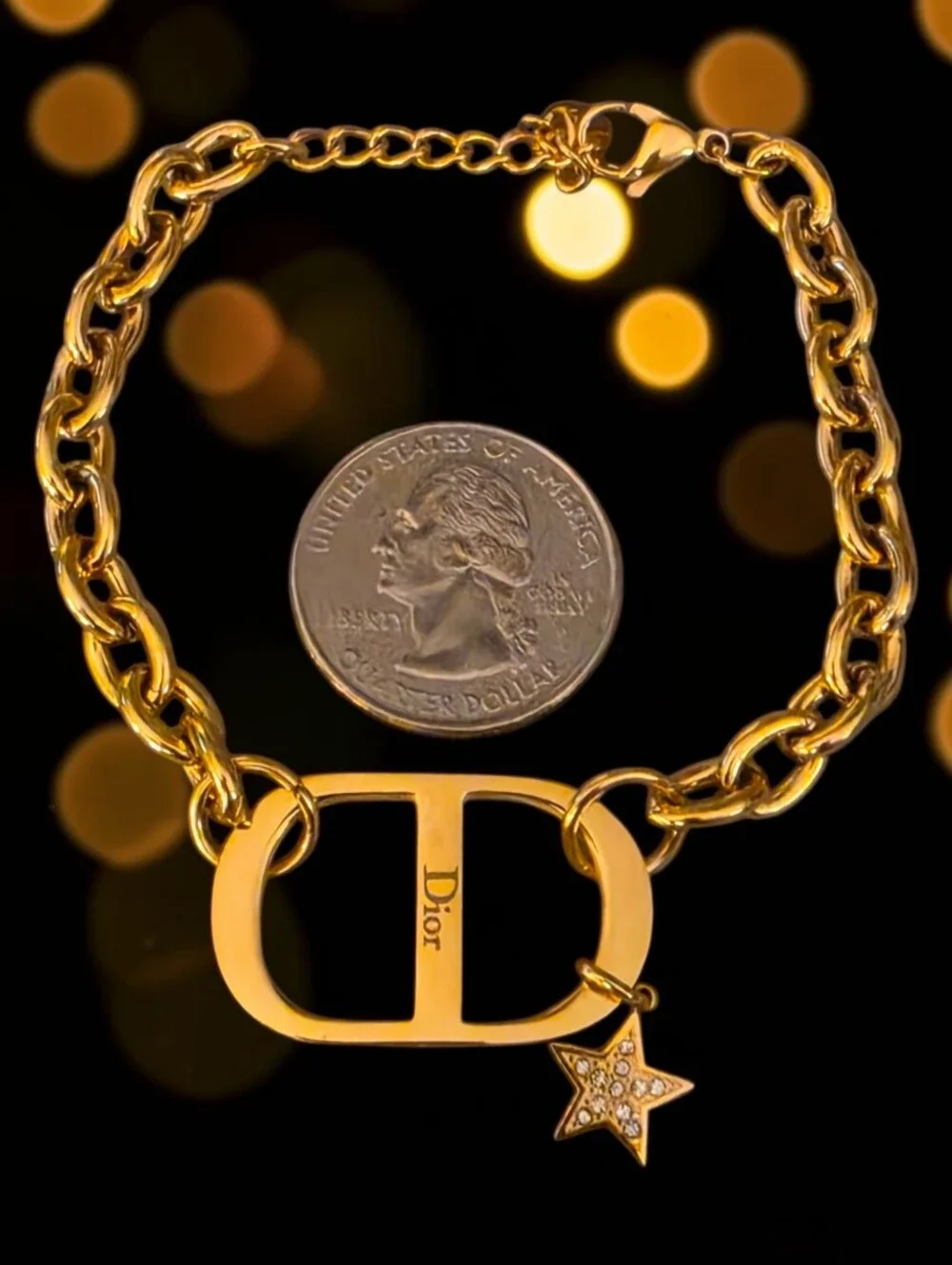 Gold Icon Star Charm Chain Bracelet